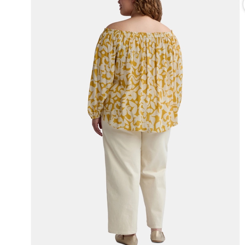 Terra & Sky Women's Plus Size Off The Shoulder Blouse with Long Sleeves 3 - Picture 4 of 11